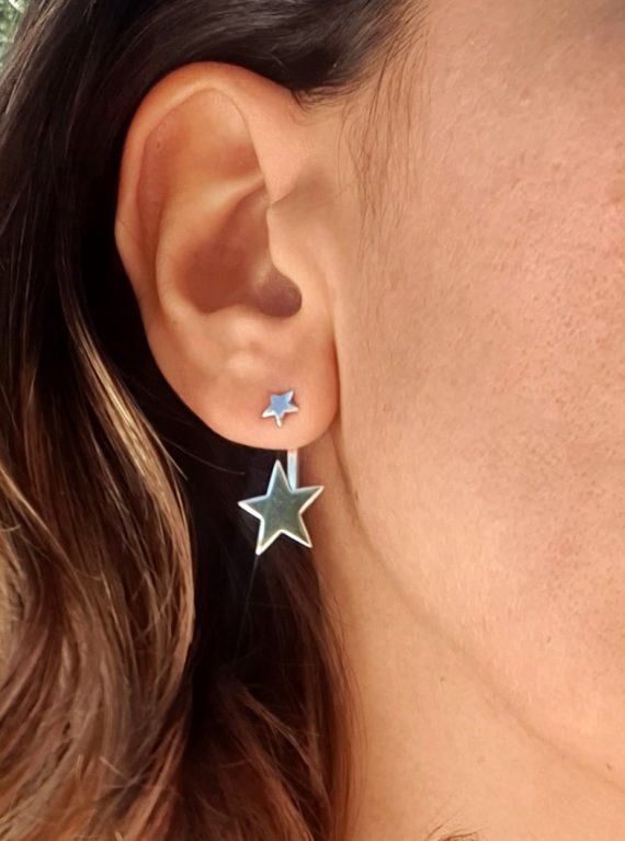 PENDIENTES EAR CUFF DOUBLE STAR SILVER – ELEGANT COLLECTION (2)